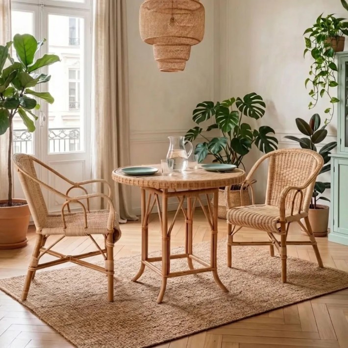 Table en rotin EUGENIE collection grand père - rotin KOK MAISON réédition