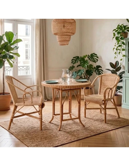 Table en rotin EUGENIE collection grand père - rotin KOK MAISON réédition