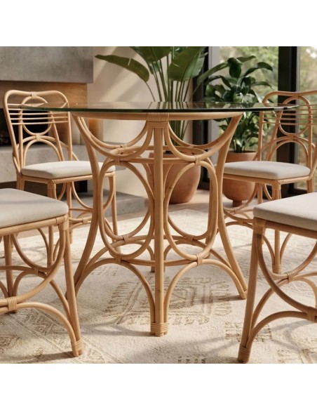 Ambiance pied de table en rotin collection GINGKO
