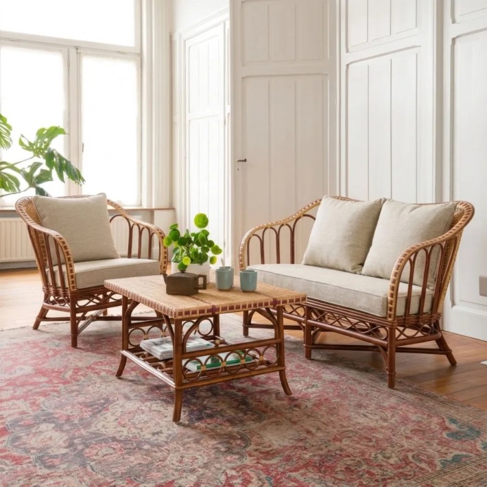 Rattan living room set from the BAGATELLE collection by KOK MAISON
