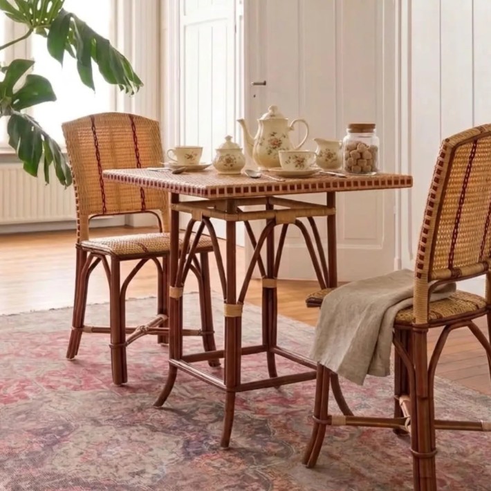 Ambiance table de repas en rotin pour 2 personnes collection BAGATELLE