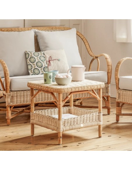 Natural square rattan coffee table ‘Nantucket’ from KOK MAISON, as seen in setting 1