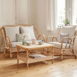Rectangular coffee table in natural rattan from the Nantucket Grandfather collection by KOK Maison 2