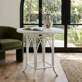 Primavera white lacquered woven rattan table 2
